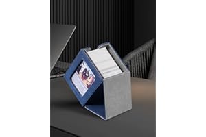 MTG Commander Deck Box with Display Window,Card Deck Box Holds 100 Double-Sleeved（Blue&Gray）