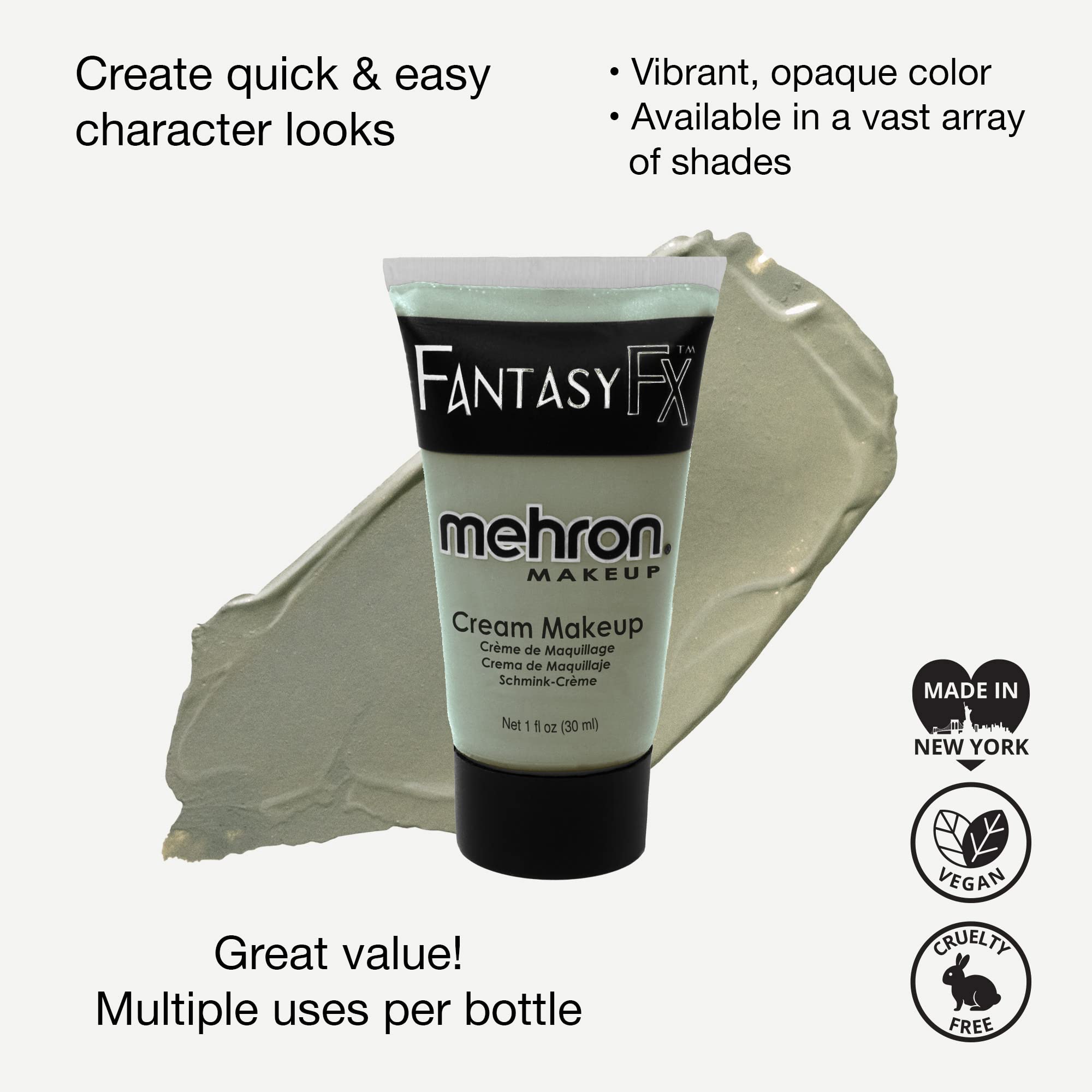 Mehron Makeup Fantasy FX Cream Makeup | Water Based | Halloween | Zombie Flesh Face Paint & Body Paint For Adults 1 fl oz (30ml) (Zombie Flesh)