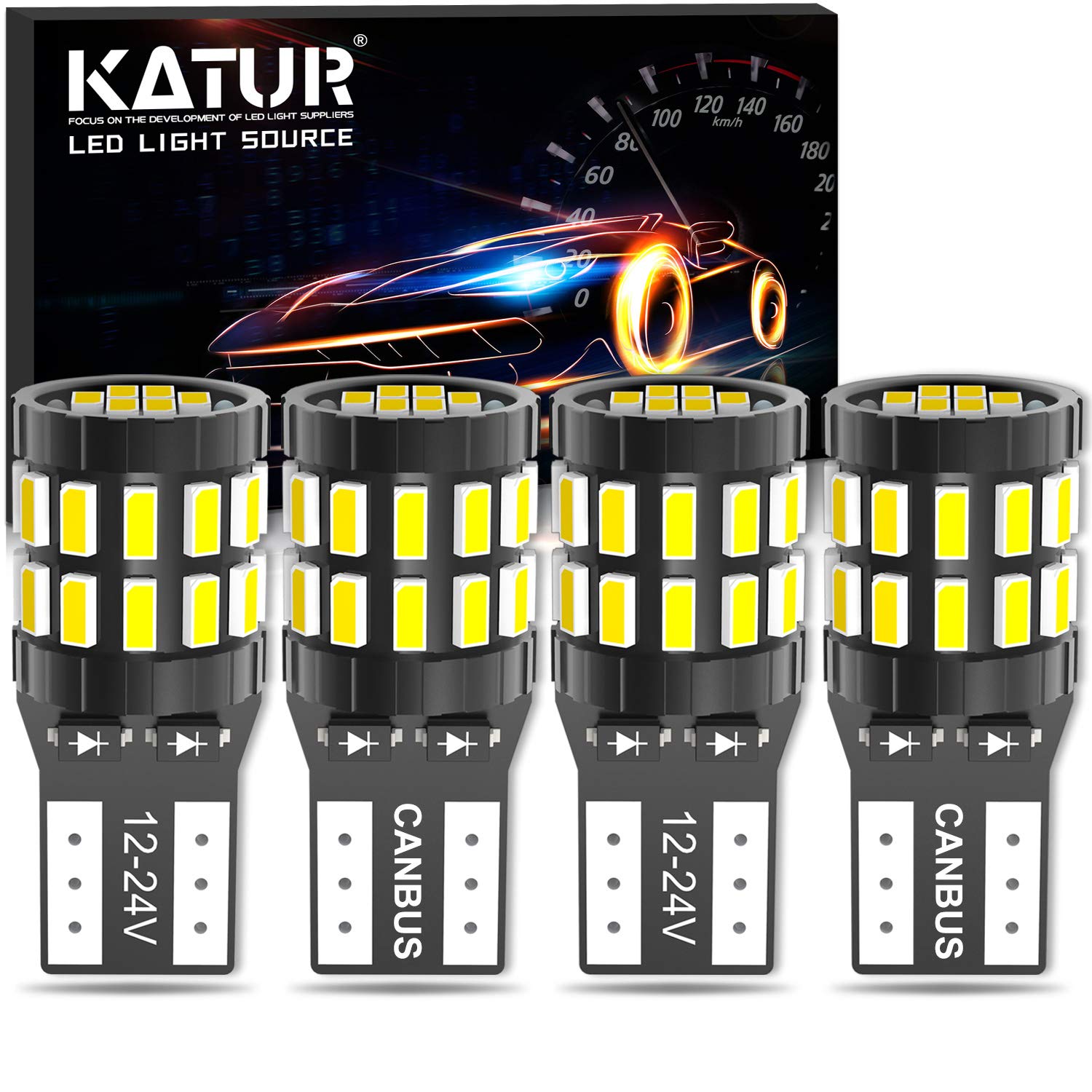 KATUR 194 T10 W5W 168 LED Light Bulb Super Bright 6000K Xenon White 30-SMD 3014 Chips 12-24V CANBUS Error Free LED Bulb Replacement for Car Dome Map Door Courtesy License Plate Light(Upgraded Version)