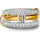 COOSLIM Gold Stackable Rings for Women Non Tarnish, Dainty Stackable 18k Gold Plated Interlocking Ring Stack Set CZ Cubic Zirconia Rings, Gold Knuckle Women Rings Set