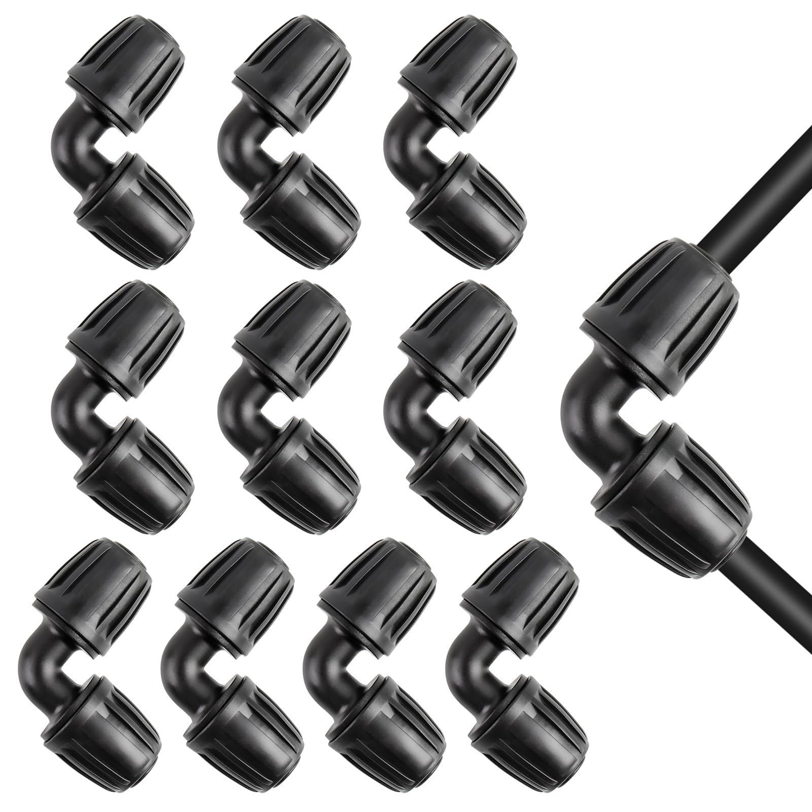 Hydrogarden 10 Pack Automatic Drip Irrigation Fittings 1/2 Inch Universal Elbow Connectors Barbed Elbow Drip Parts Garden Watering System Accessory Watering Tubes Connectors for Greenhouse Garden