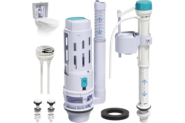 2-Inch Dual Flush Valve Replacement Kit for 2-Piece Toilets, Universal Toilet Repair Kit with Push Button, Fill Valve, Gasket