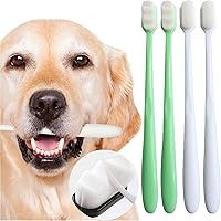 MoonyMars Dog Toothbrush Kit 4 Pack, Ultra Soft Dog Tooth Brush for Medium to Large Dogs & Cats, Pet Tooth Brushing Kit for E