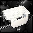 Upgraded Car Center Console Cover,Microfiber Leather Car Armrest Cover Cushion with 2 Storage Bags,Universal Car Armrest Storage Box Car Interior Accessories for Most Vehicles (Pearl White)