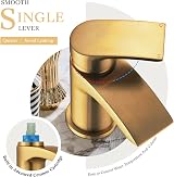 Hapilife Basin Mixer Taps Waterfall Gold Brushed Finish G1/2 Hoses 1 Hole view 5