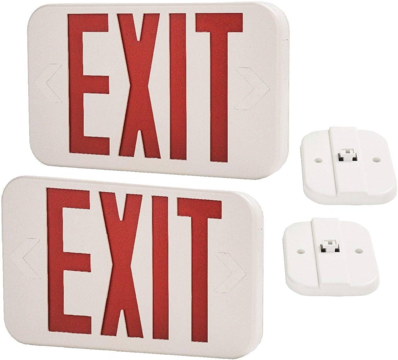 (2-Pack) Dependable Direct Red LED Exit Sign - 120V/277VAC - Recharged Back-Up Battery Included - UL Certified, Double Sided, Ceiling or Wall Mount - Commercial Grade for Schools, Apartments, Hotels