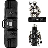 Jueachy Tactical Double Rifle Bag: 42 Inch Rifle Case Long Gun Bag Soft Bags Conceal Backpack Strap Lockable Compartment