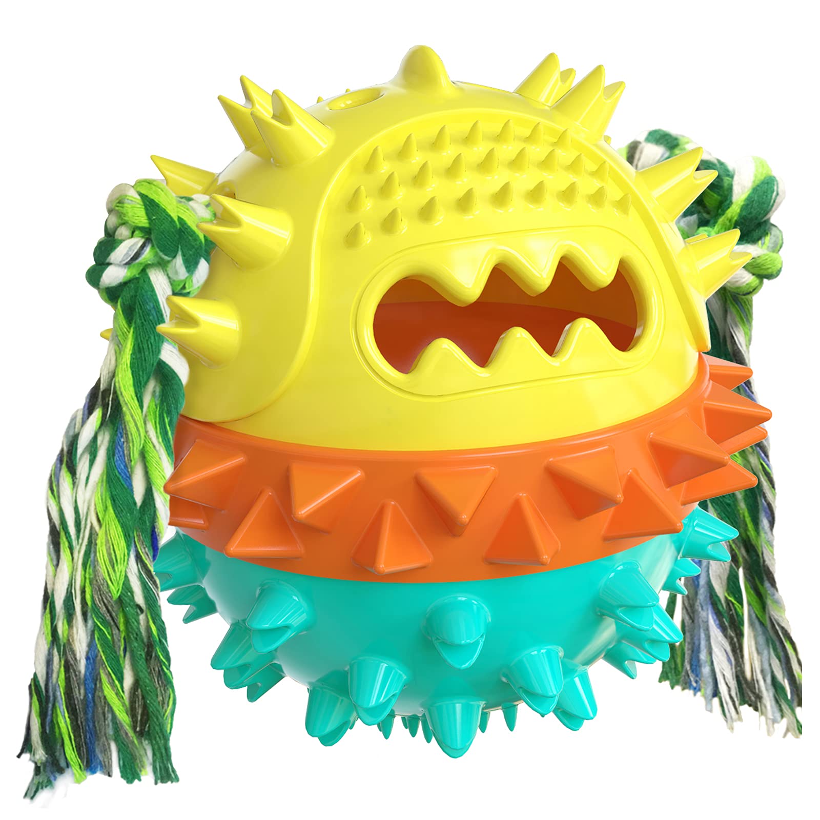 Missuer Dog Chew Toy Ball, Large Dog Indestructible Toys, Squeaky Dog Toothbrush, Bored Dog Swimming Interactive Toy with Dog Bite Rope