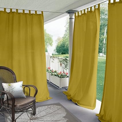 Amazon Com Patio Curtains Outdoor Curtain Tab Top Yellow 100 W