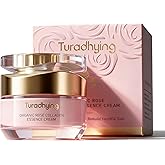 Organic Rose Collagen Firming Cream for Women - Hydrating Anti-Wrinkle Body Cream with Hyaluronic Acid & Shea Butter, Skin Tightening & Smoothing Moisturizer for Dry Rough Skin, Daily/Overnight Use