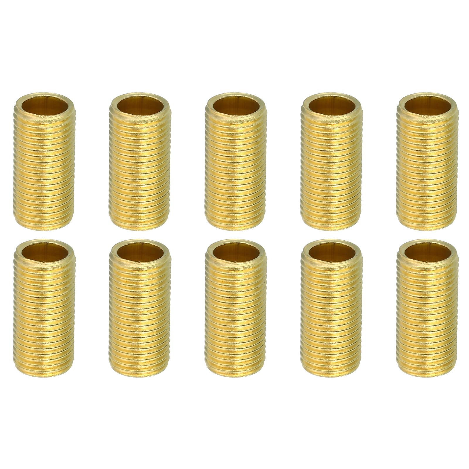 PATIKIL M10 Fine Thread Lamp Pipe, 10 Pack 20mm Threaded Hollow Tube Adapter Brass Coupler Connector Pipe Fitting