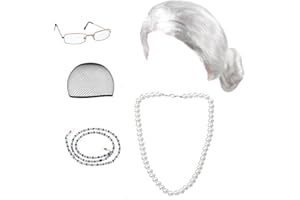Beelittle Old Lady Costume Cosplay Grandma Granny Wig Great for Halloween Christmas Mrs. Claus