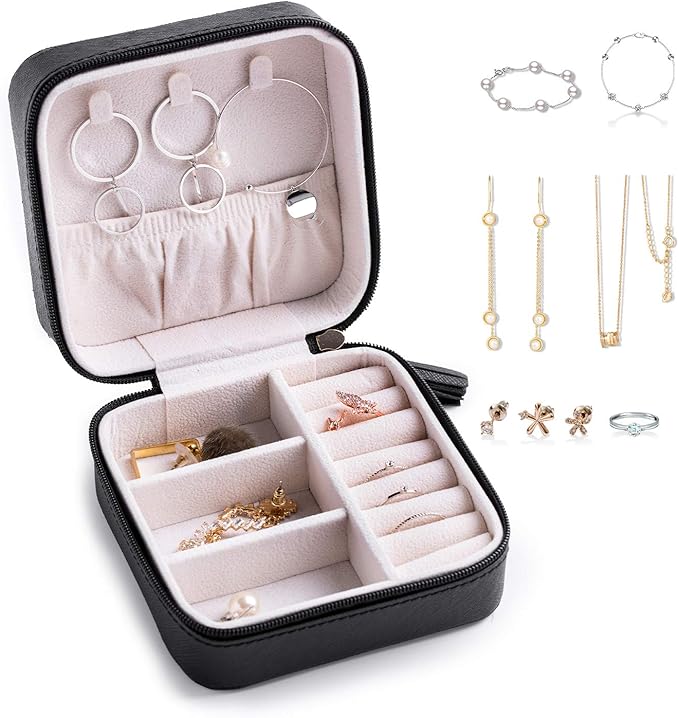 SANQIANWAN Small Travel Jewelry Organizer Box Portable