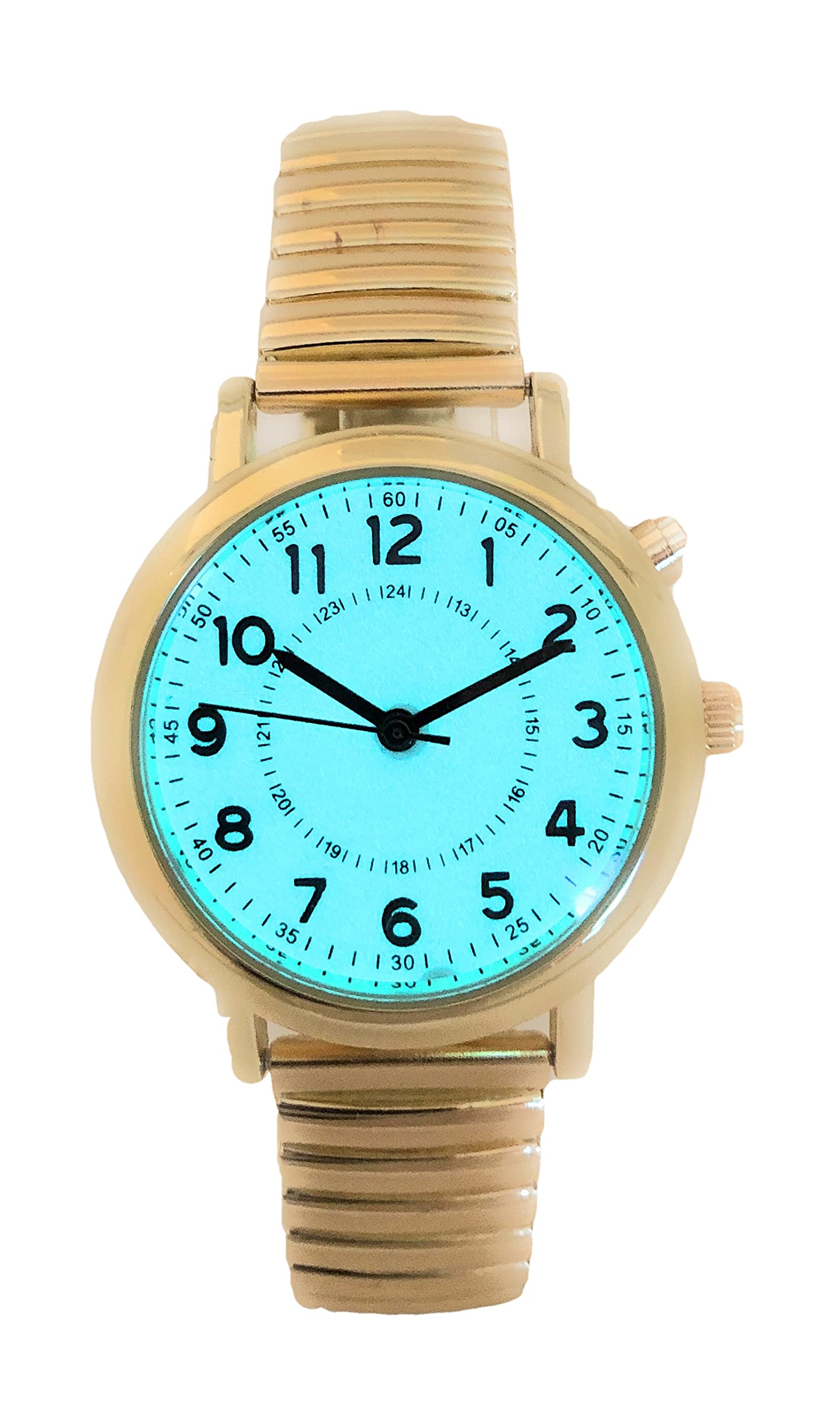 all4udeals Mens Ladies 32mm Light Up Night Light Stretch Elastic Band Fashion Watch, Gold