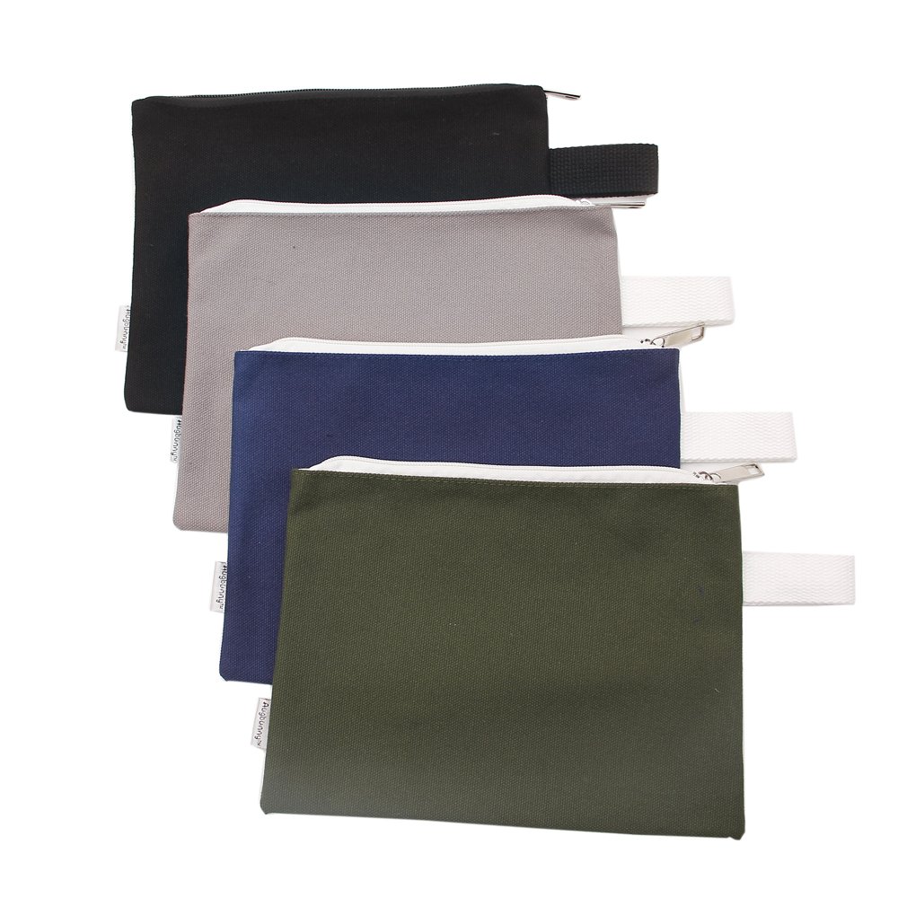 Augbunny 100% Cotton 16oz Heavy Duty Multi-Purpose Canvas Zipper Tool Bag Organize Storage Pouch 4-Pack