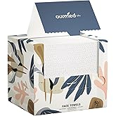 Ourmed Life Face Towels, Disposable Biodegradable Facial Towels for Sensitive Skin, Lint- free Face Wipes for Washing Face, Skincare and Makeup Remover, Dry Wipes, 10"×12" Extra Large, 50 Count