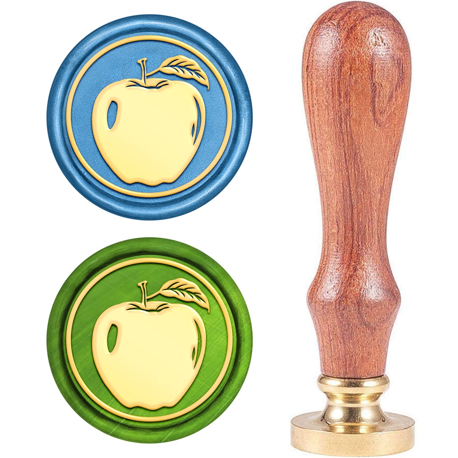 CRASPIRE Wax Seal Stamp, Vintage Wax Sealing Stamps Apple Retro Wood Stamp Removable Brass Head 25mm for Wedding Envelopes Invitations Embellishment Bottle Decoration Gift Packing