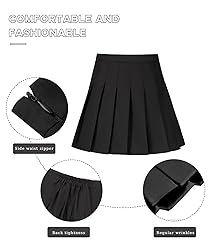 Black Pleated Skirt for Girls Kids High Waisted