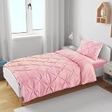 K&A Pintuck Pinch Pleat Duvet Cover Set Pink 137x200 with Pillowcase