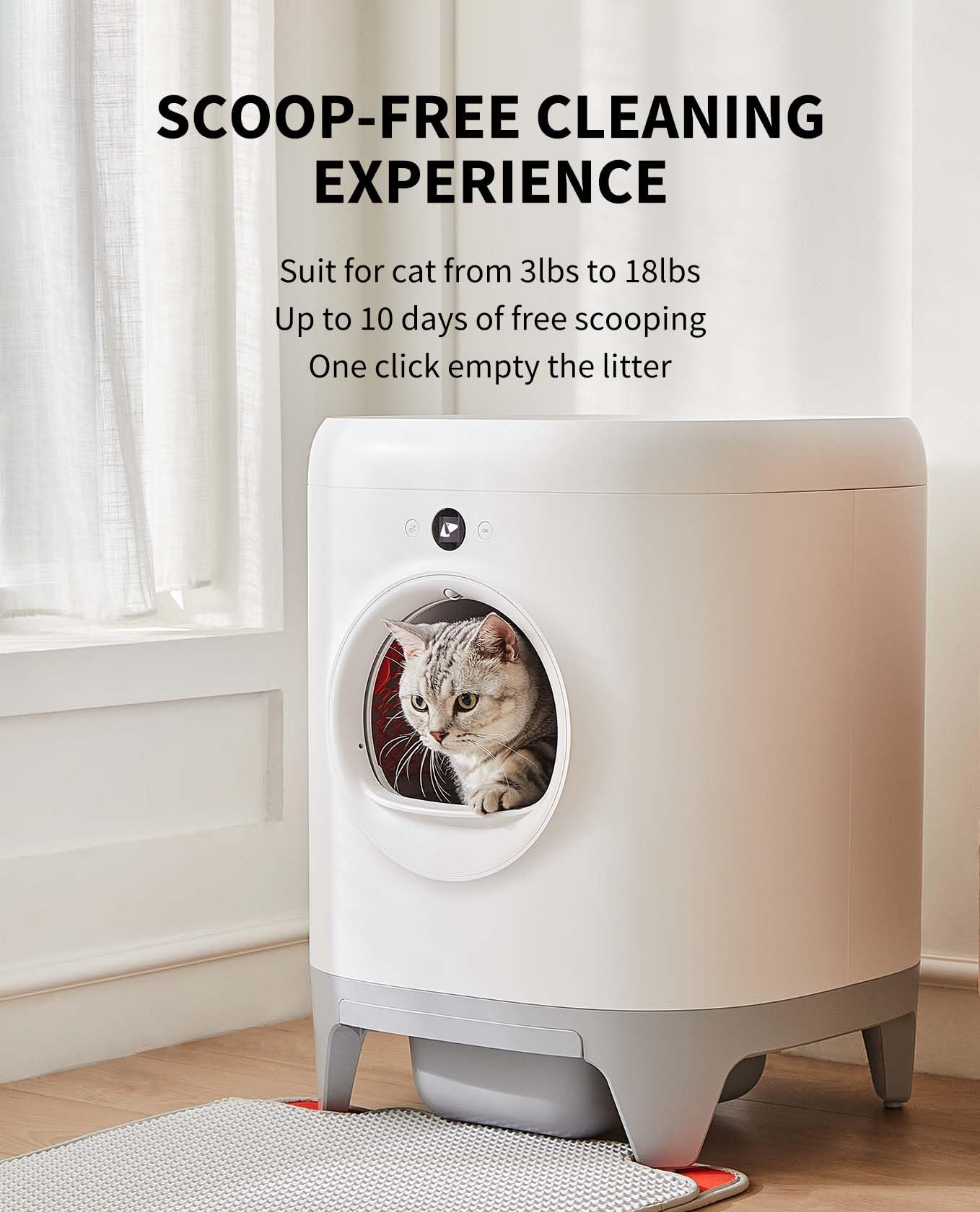 PETKIT New Updated PuraX Self-Cleaning Cat Litter Box, Scooping Free Automatic Cat Litter Box for Multiple Cats with Litter Mat, xSecure/Odor Removal/APP Control