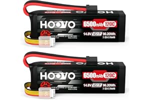 HOOVO 4S Lipo Battery 14.8V 6500mAh 120C RC Battery Pack with TR Plug for Maxx X-Maxx RC Car Truck Buggy Crawler Helicopter Drone,2Packs