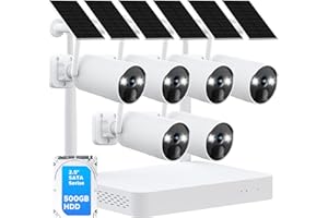 MOSBOK 2K/4MP Solar Security Cameras Wireless Outdoor, Wireless Cameras for Home Security System, 10CH NVR with 500GB Local Storage, Color Night Vision, Spotlight & Siren, No Monthly Fees
