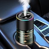 Smart Car Air Freshener Diffuser - 270-Day Long-Lasting Essential Oil 6.09 Fl Oz /180ml, Auto On/Off Sensor, Ultrasonic Dual Modes, Multi-Mode Adjustable, Natural French Fragrance Oils, Ocean Scent