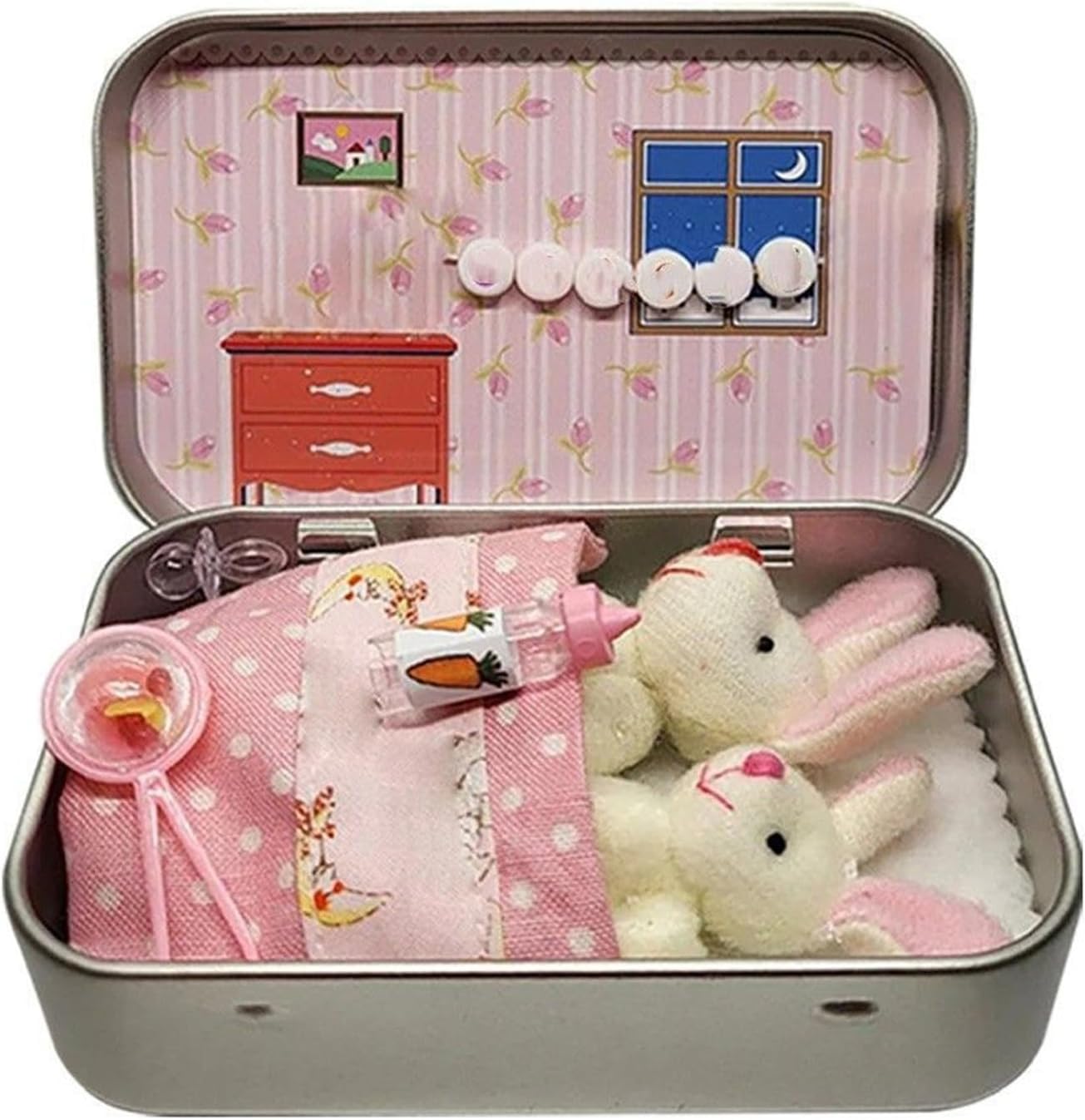 Little Pocket Bunny, Bunnys Hugs in Box, 2026 New Easter Basket Stuffer, Easter Gifts for Kids, DIY Pet Bunny Adoption, Easters Baskets Decorative Boxes (Pink)