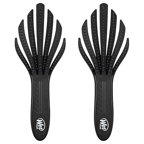 Wet Brush Go Green Curl Detangler Hair Brush - Black - Ultra-Soft IntelliFlex Detangling Bristles Glide Through Tangles with Ease - Great For Curly Hair - No Split Ends & Pain-Free (Pack of 2)