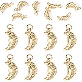 Pandahall 8Pcs Croissant Charms 18K Real Gold Plated Brass 3D Cute Imitation Croissant Bread Pendants Metal French Bread Dangle Charms for DIY Craft Necklace Earrings Keychains Jewelry Making