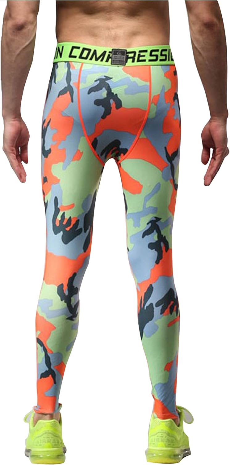 Hanyam メンズ スポーツタイツ ランニングウエア レギンス おしゃれ 迷彩柄 カムフラージュ ストレッチ ロングパンツ タイツ レギンス 通販 Amazon