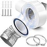 FRECCU 90 Magnetic Dryer Vent Coupling, 4 inch Hose, Strong Magnetic Self-connection, Easy Disconnection & Installation, Airtight Sealing, White, Plastic, 1 Count