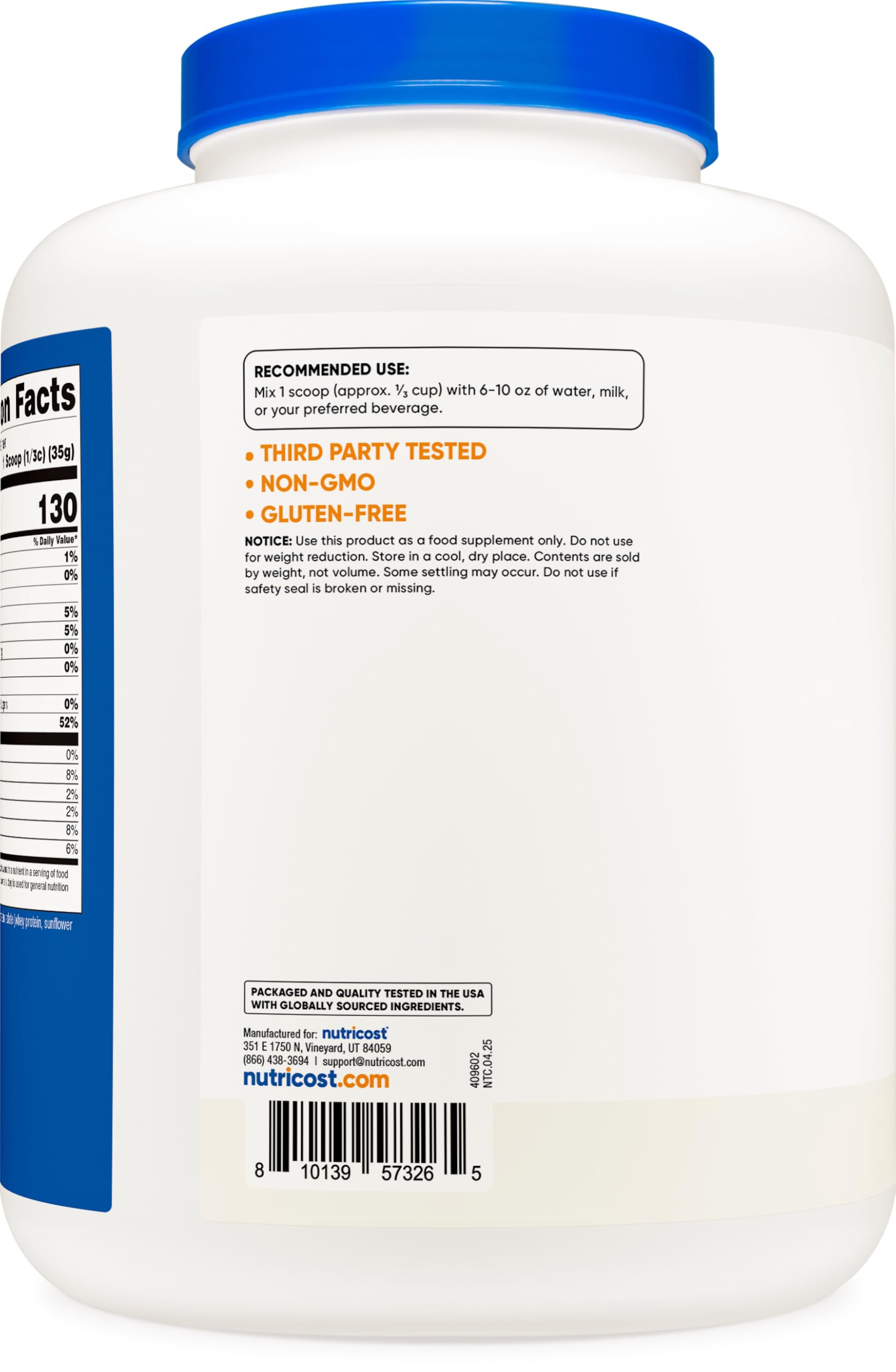 Nutricost Grass-Fed Whey Protein Isolate (Unflavored) 5LBS - rBGH Free, Non-GMO & Gluten Free