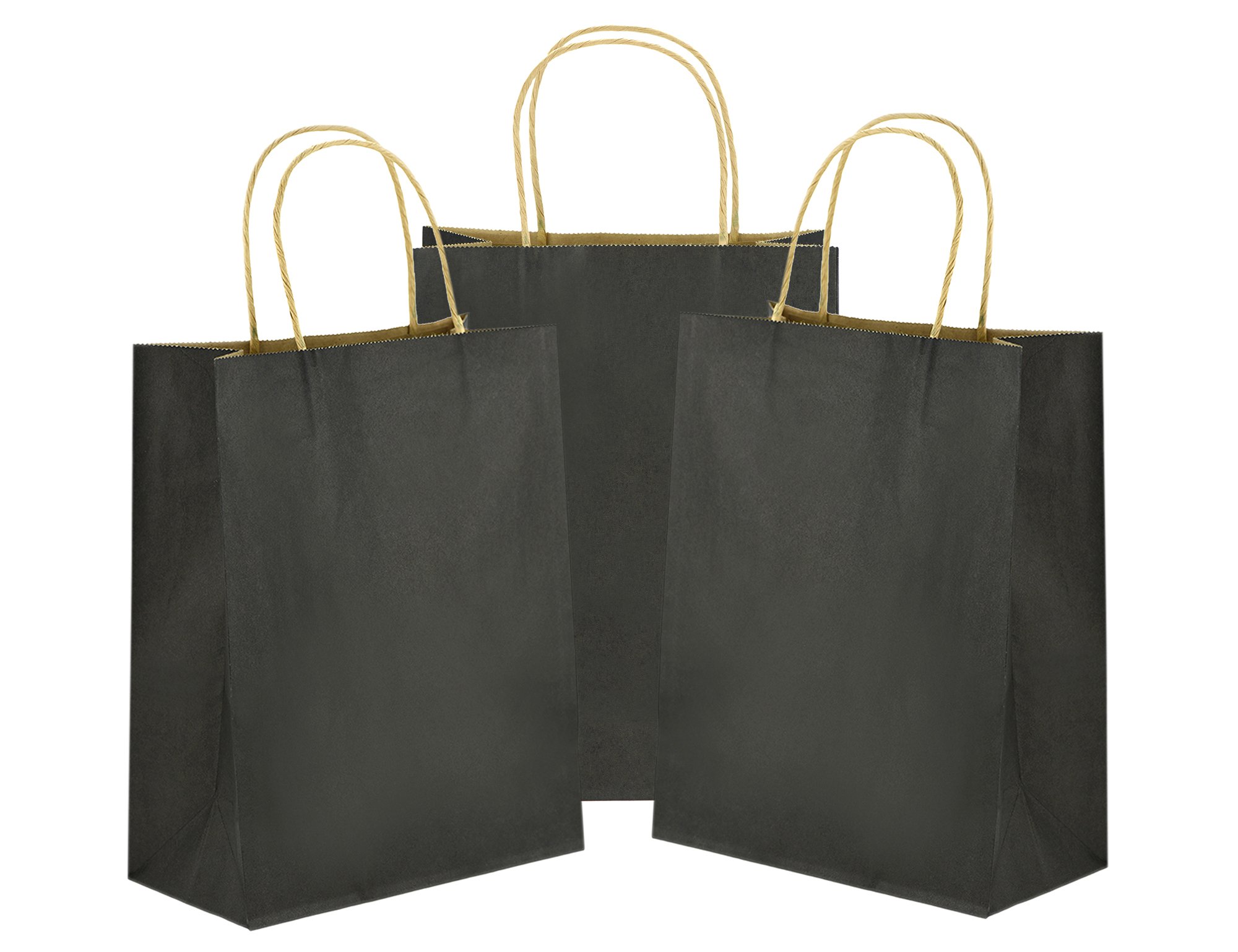 Pack of 24 Small Black Kraft Paper Carrier Bags with Reinforced Twisted Handles (15 x 8 x 21cm / 5.9’’ x 3.1’’ x 8.3’’) -FiveSeasonStuff — image 1