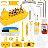 Hydraulic Bike Brake Bleed Kit with 60 mL Mineral Oil for Shimano Tektro | Includes 10 brass connectors, 3 bleed blocks, service tools, hoses, and storage case for organized DIY brake maintenance
