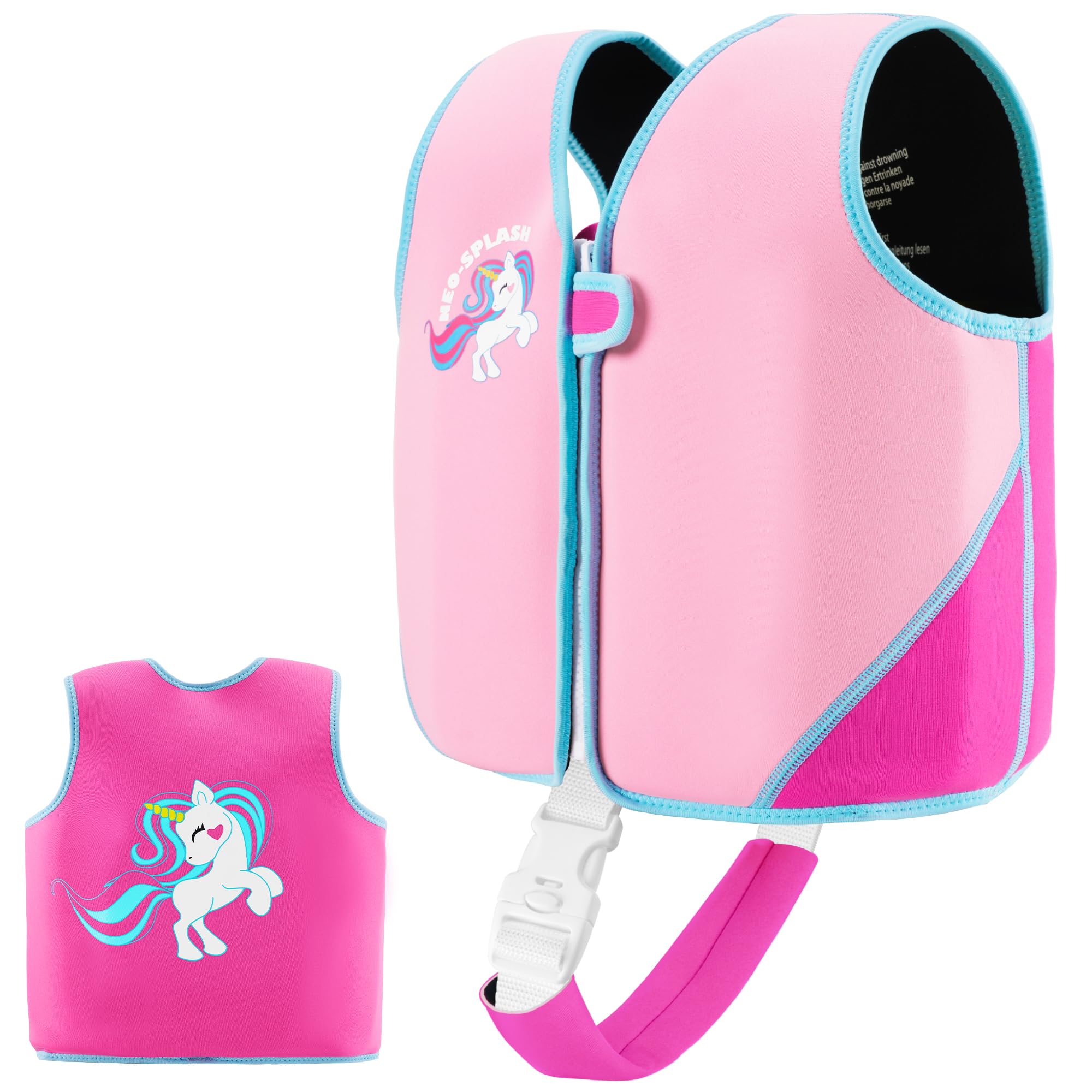 Kids Swim Vest with Adjustable Safety Straps for Ages 1-3 and 3-6 (Pink,3-6)