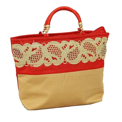 Kuber Industries Women Handbag in Stylish Design (Golden Zari Pattern) - KI3394
