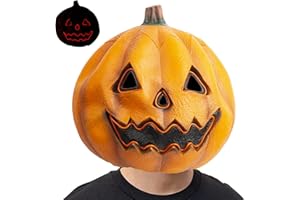 PartyHop Pumpkin Mask LED Light Latex Full Head Mask Fancy Dress Pumpkin Decoration for Halloween Costume Party