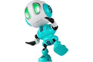 Force1 Ditto Smart Mini Voice Changer Robot Toy for Kids - Talking Mini Robot Voice Recorder Desk Toy with LED Eyes, Posable Flexible Metal Body, and 3 Learning Toy Robot Batteries (Blue)