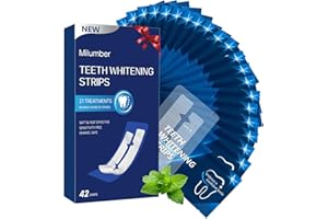 Milumber Teeth Whitening Strips for Sensitive, 42 Strips Whitener Safe Whitestrip, Deep Stains Removal Tooth Whitening, Enamel Safe Non-Slip Dry Strip Technology for Whiter Teeth, Mint