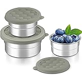 HaWare Stainless Steel Food Storage Containers with Silicone Lids, Leak-Proof Metal Snack Containers, Small Round Lunch Box f