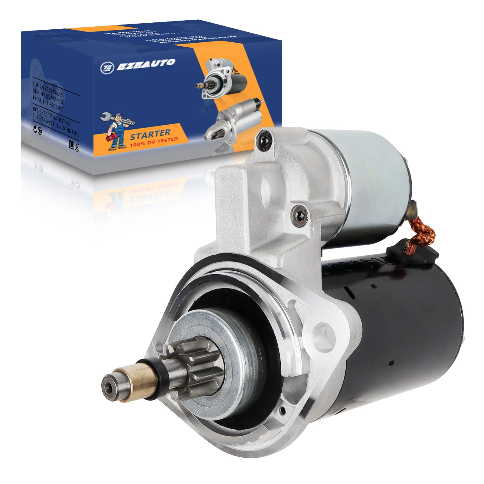 Photo 1 of 16450N Ezexpreze Starter Motor Compatible with Porsche 914 1974-1975 1.8L, Volkswagen Beetle 1970-1979 1.6L, Super Beetle 1972-1980 1.6L, 0.8kw 12V 9-Teeth CCW 111911023, BAA-911-023B, 6004AA0021