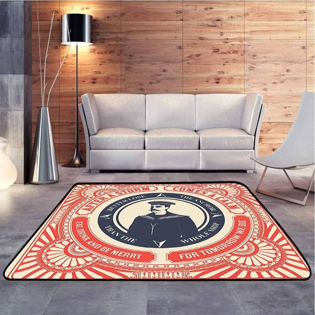 Soft Carpet Quotes After a Storm Comes a Calm and Volunteer Officer Picture Pattern Soft Comfy Area Rugs for Bathroom, Kitchen, or Laundry Room, 4 x 6 Feet