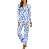 Ekouaer Womens Pajama Sets 2 Piece Lounge Set Fall Winter Pajamas Long Sleeve Pjs Top and Pants Soft Pj Sets Loose Sleepwear