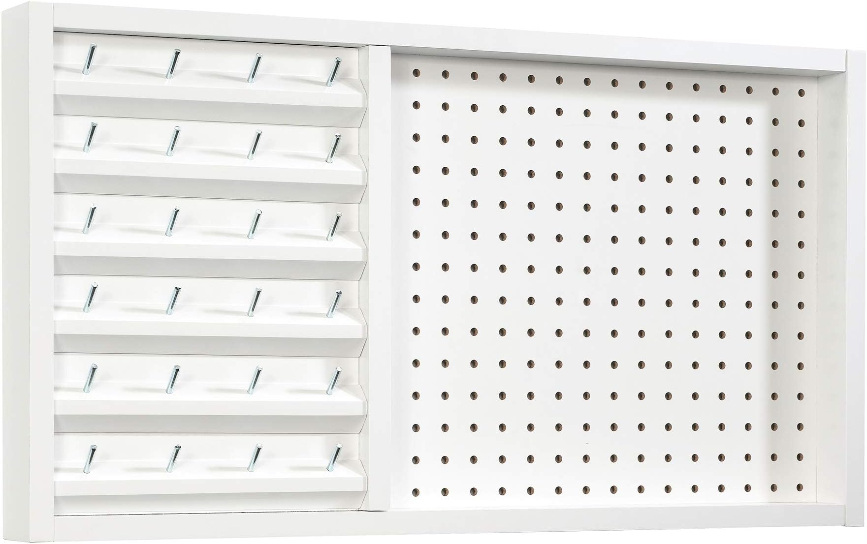 SauderCraft Pro Series Wall Mounted Pegboard with Thread Storage, Pegboard Organizer, Thread Rack, White Finish