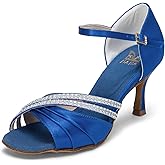 JIAJIA 20524 Women's Satin Sandals Flared Heel Latin Salsa Performance Dance Shoes