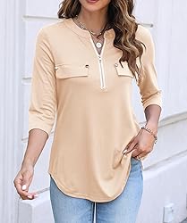 Halife 3/4 Length Sleeve Womens Tops Dressy Work