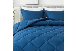 Minoroty King Size Comforter Set - All-Season Down Alternative Bed Comforters Bedding Sets with 2 Pillow Shams - Machine Washable - Navy