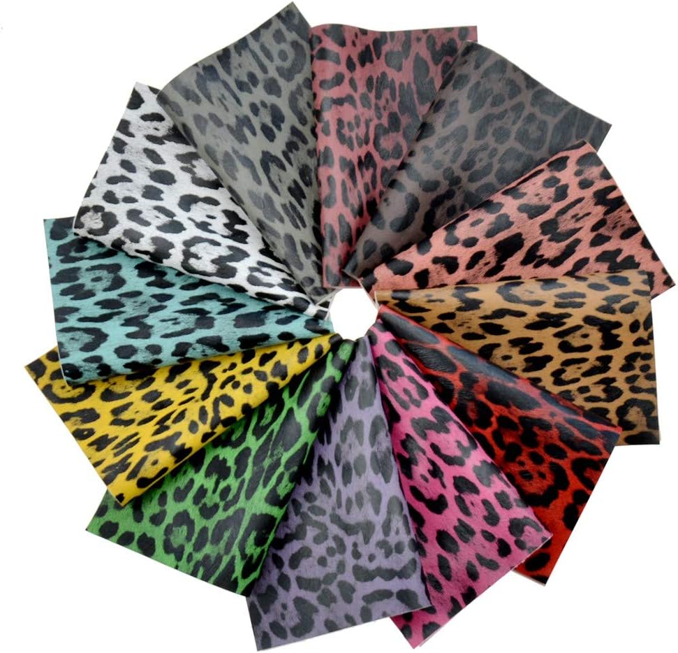 12 Pieces 8x6 Inch Leopard Printed Faux Leather Sheets For Bows Earrings Making