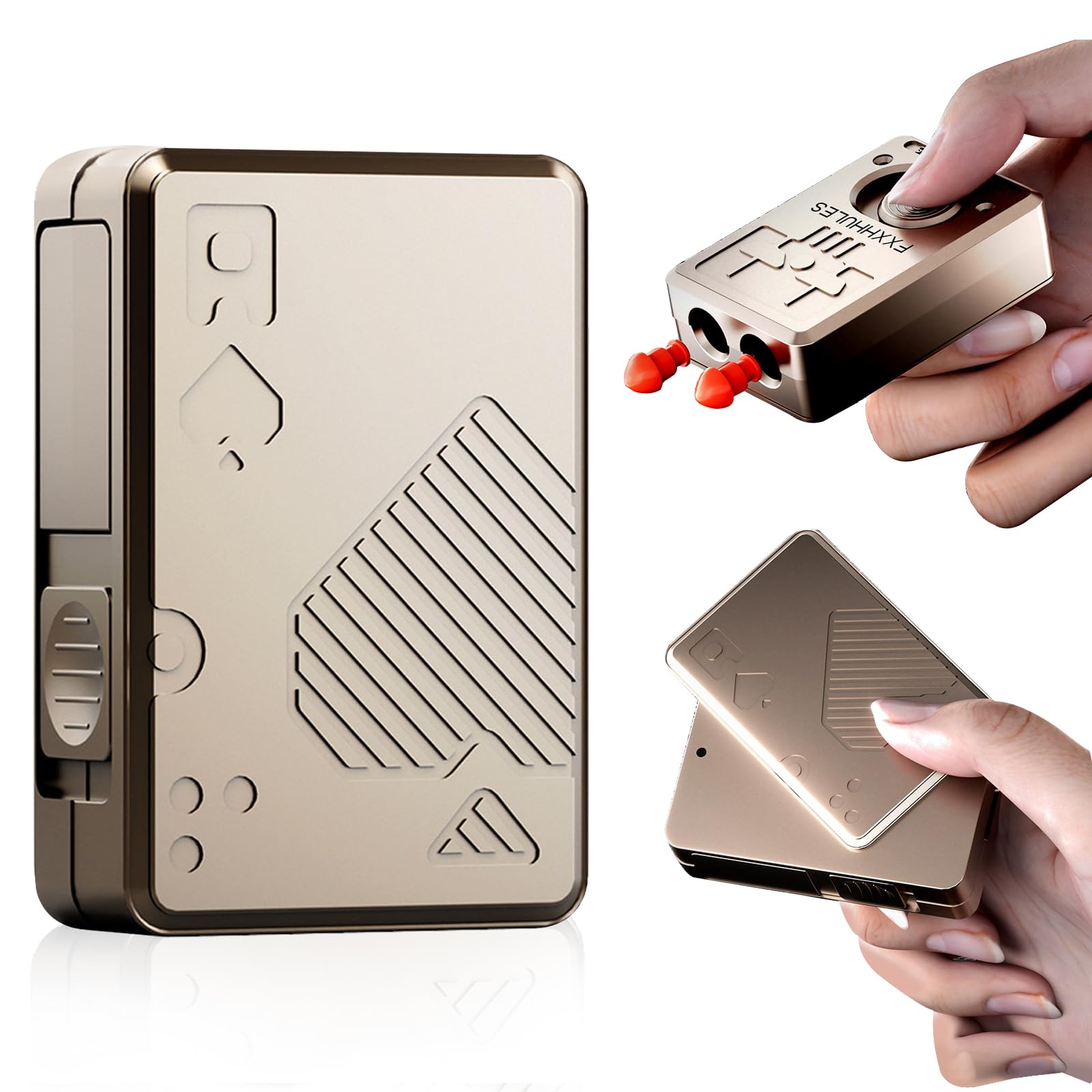 Fidget Slider Poker, Fidget Toys Metal Slider with Soft Bullet Shooting, Poker Card Fidget Toy Gun, EDC Fidget Toy for Relieve Stress Anxiety ADHD